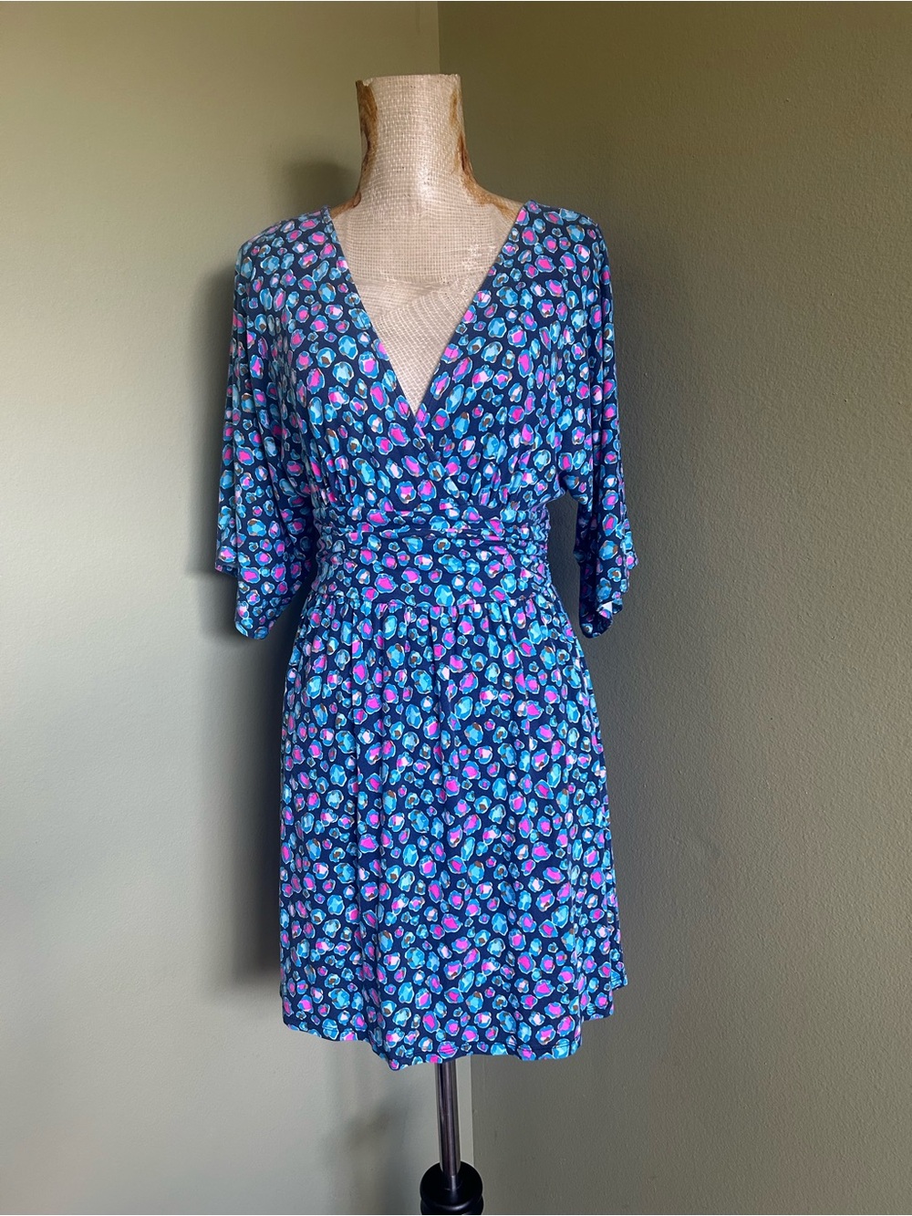 Lilly Pulitzer Dress W/attached shorts Navy Pink & Teal Floral Print Sz X